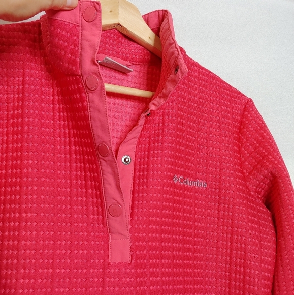 Columbia Saturday Trail Pullover Fleece Snap Neck Pink Textured Medium - Picture 5 of 11